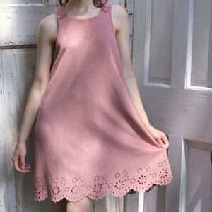 Anthropologie Paper Crane Tan Suede Dress